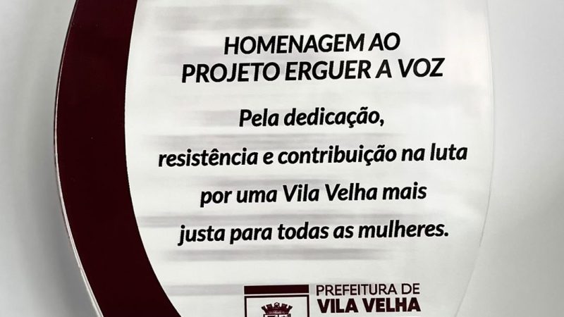 Cine Por Elas e Erguer a Voz recebem homenagem da Secretaria de Mulheres de Vila Velha